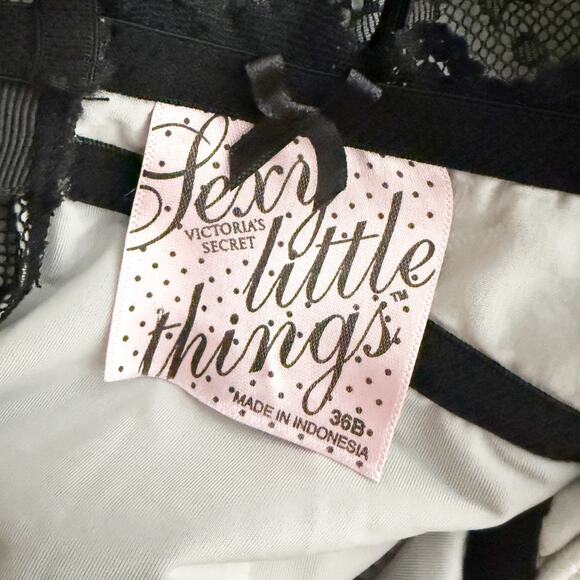 VICTORIA'S SECRET | Black Nude Lace Nightie Neglige Dress Padded Y2K | Size 36B - Picture 7 of 9